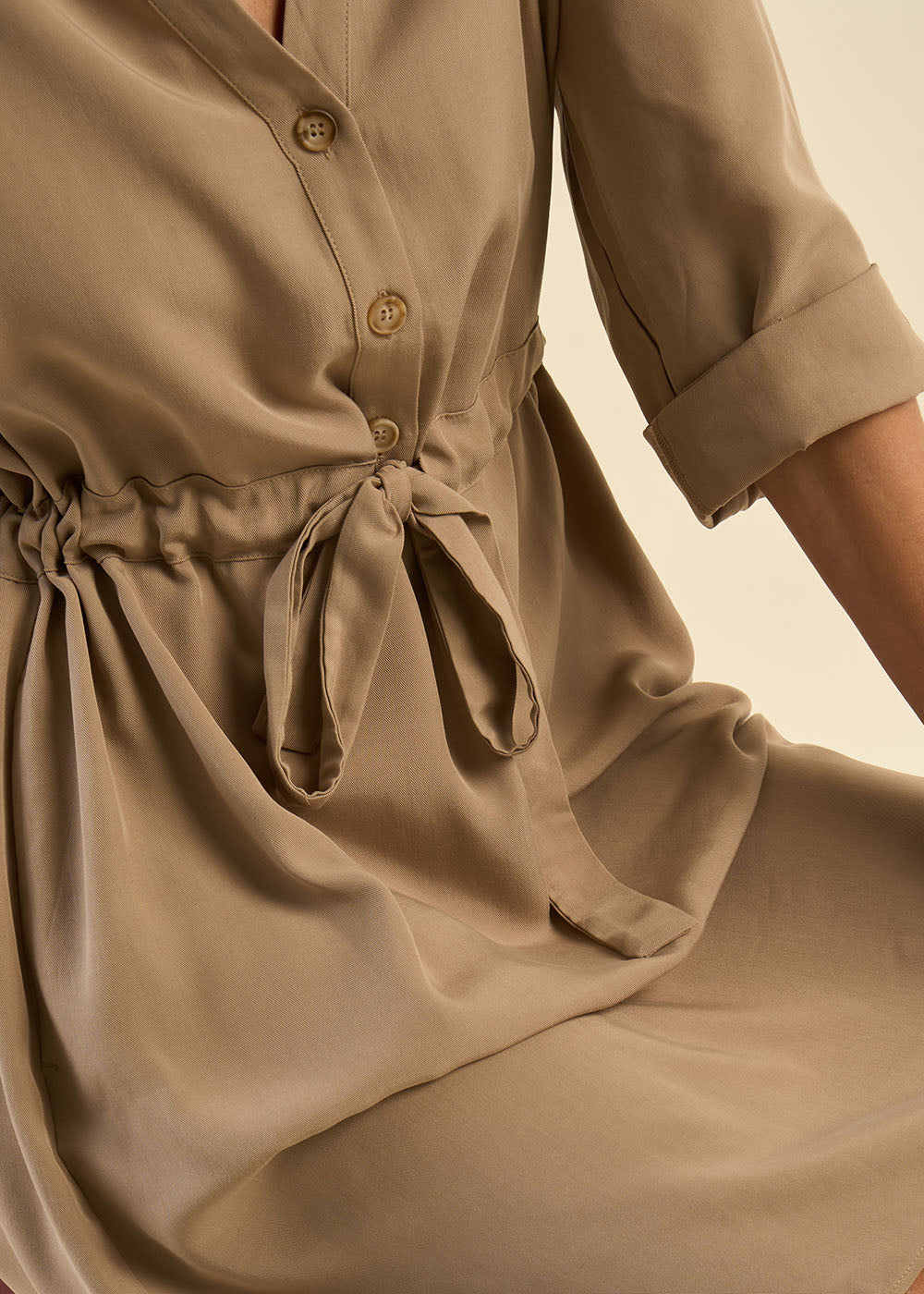 RABANA Belted short dress, 3/4 length sleeves - 2 - Sud Express - Sud Express