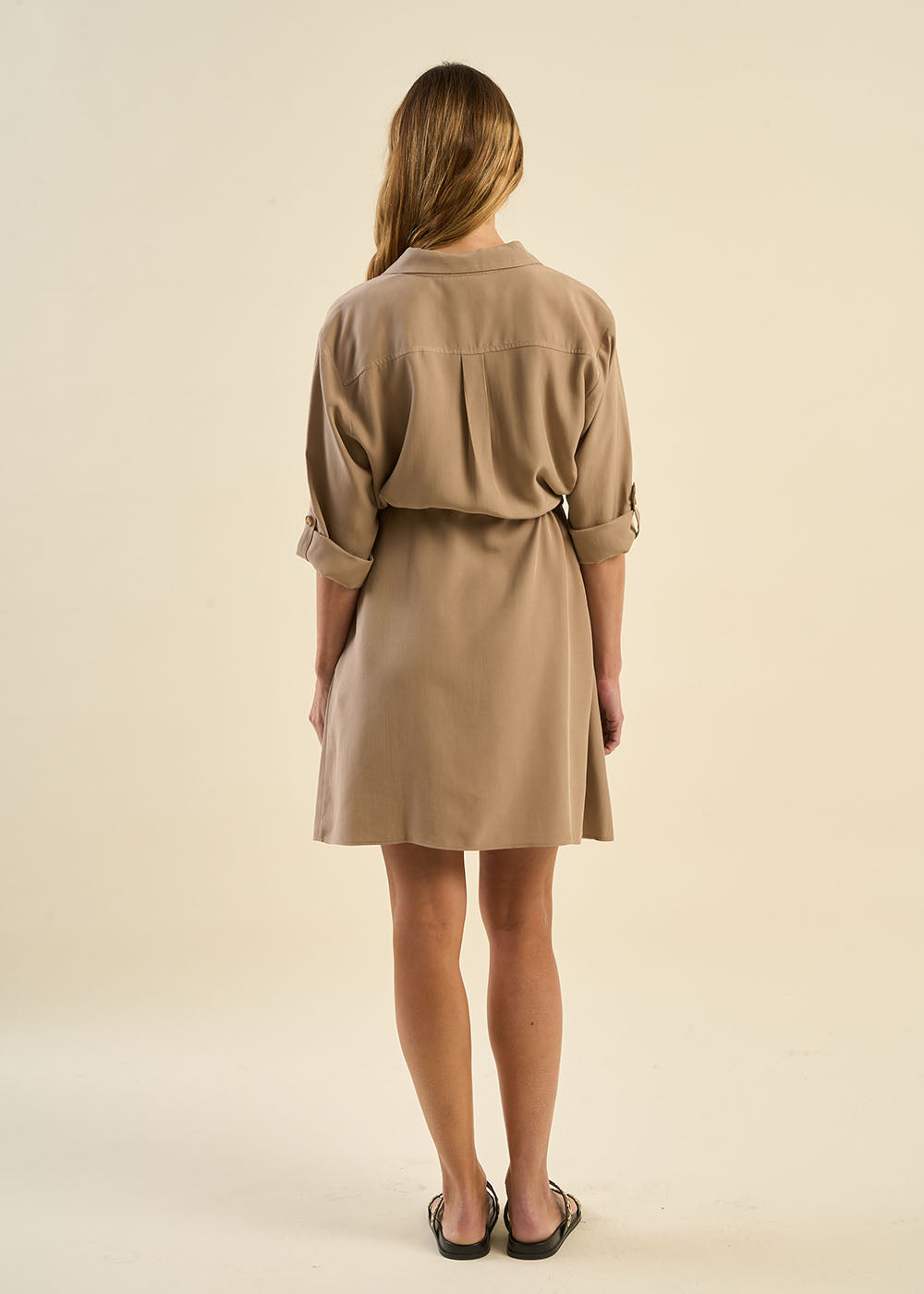 RABANA Belted short dress, 3/4 length sleeves - 3 - Sud Express - Sud Express