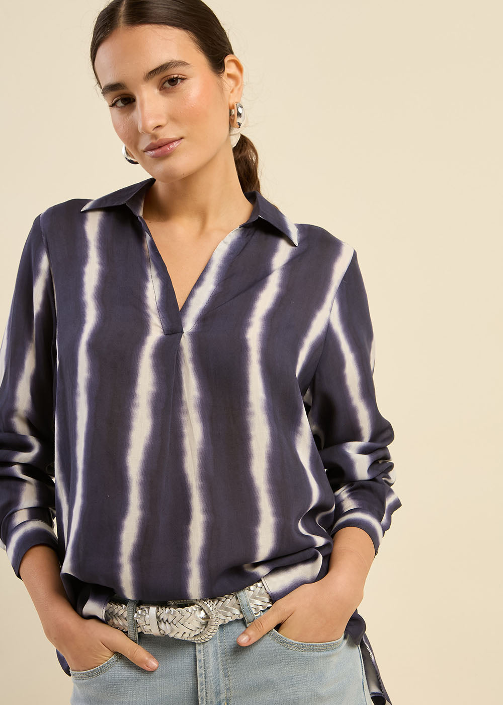 TAVALINE Fluid top with tie and dye stripes - 1 - Sud Express - Sud Express