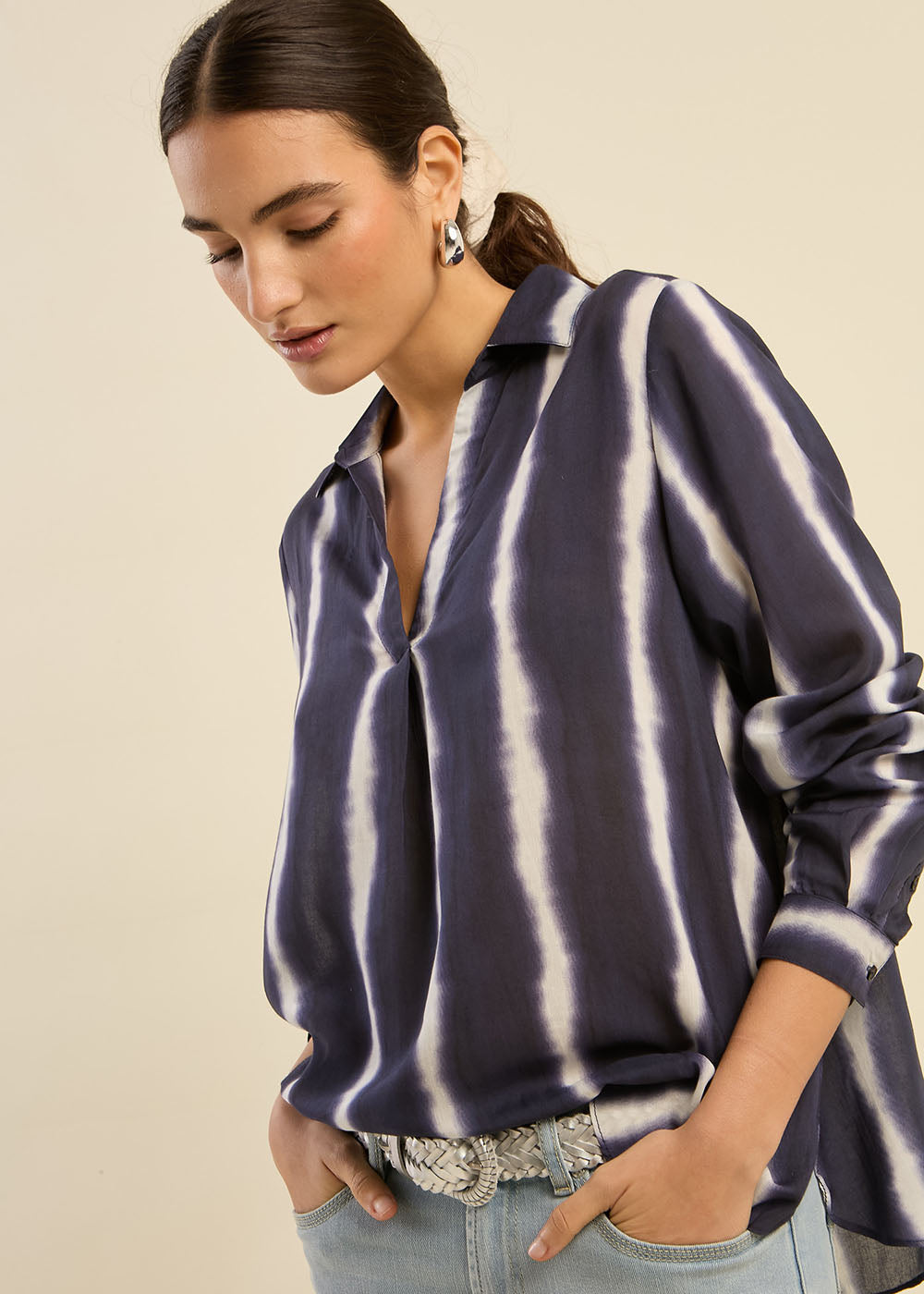 Fluid top with tie and dye stripes - Sud Express - 6 - Sud Express
