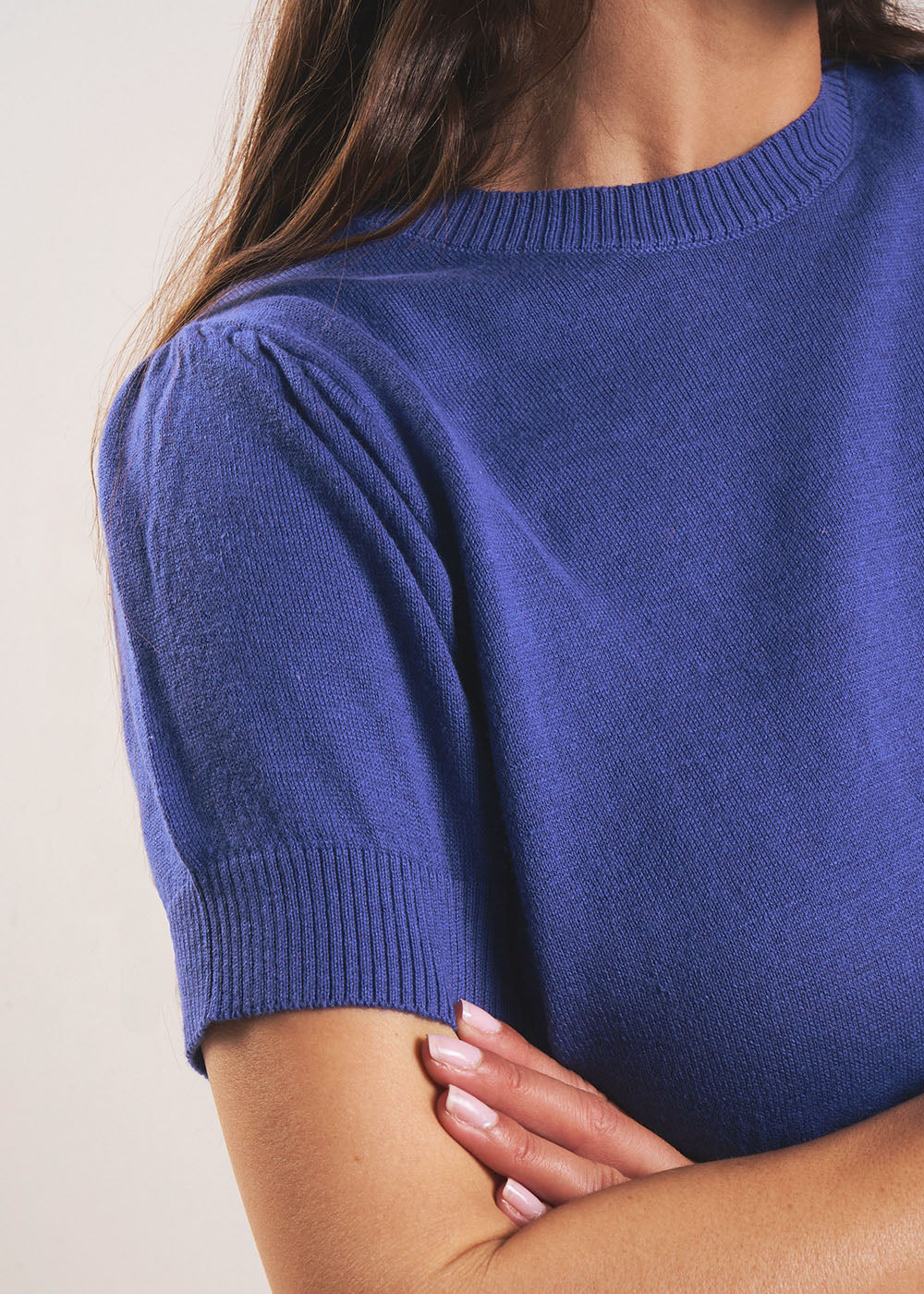 Short-sleeve sweater with pleated shoulders - Sud Express - 5 - Sud Express