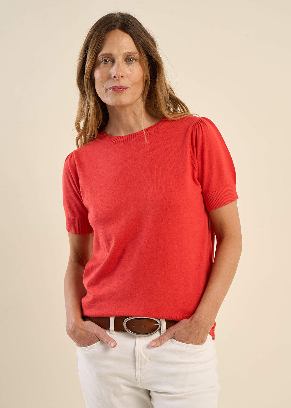 Short-sleeve sweater with pleated shoulders - Sud Express - 6 - Sud Express