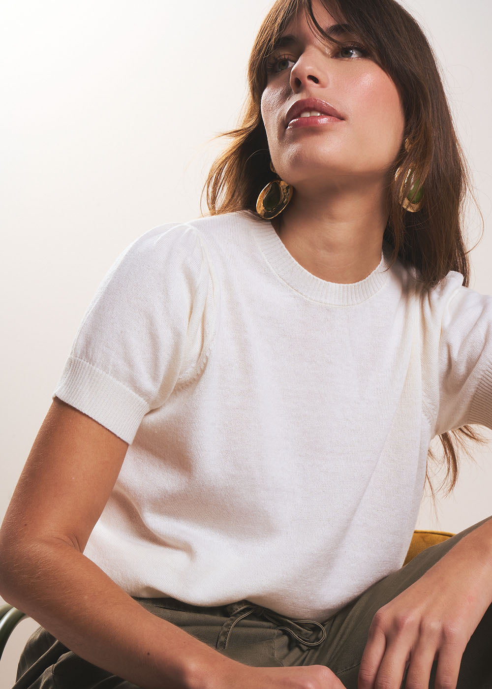 MANYA Short-sleeve sweater with pleated shoulders - 1 - Sud Express - Sud Express