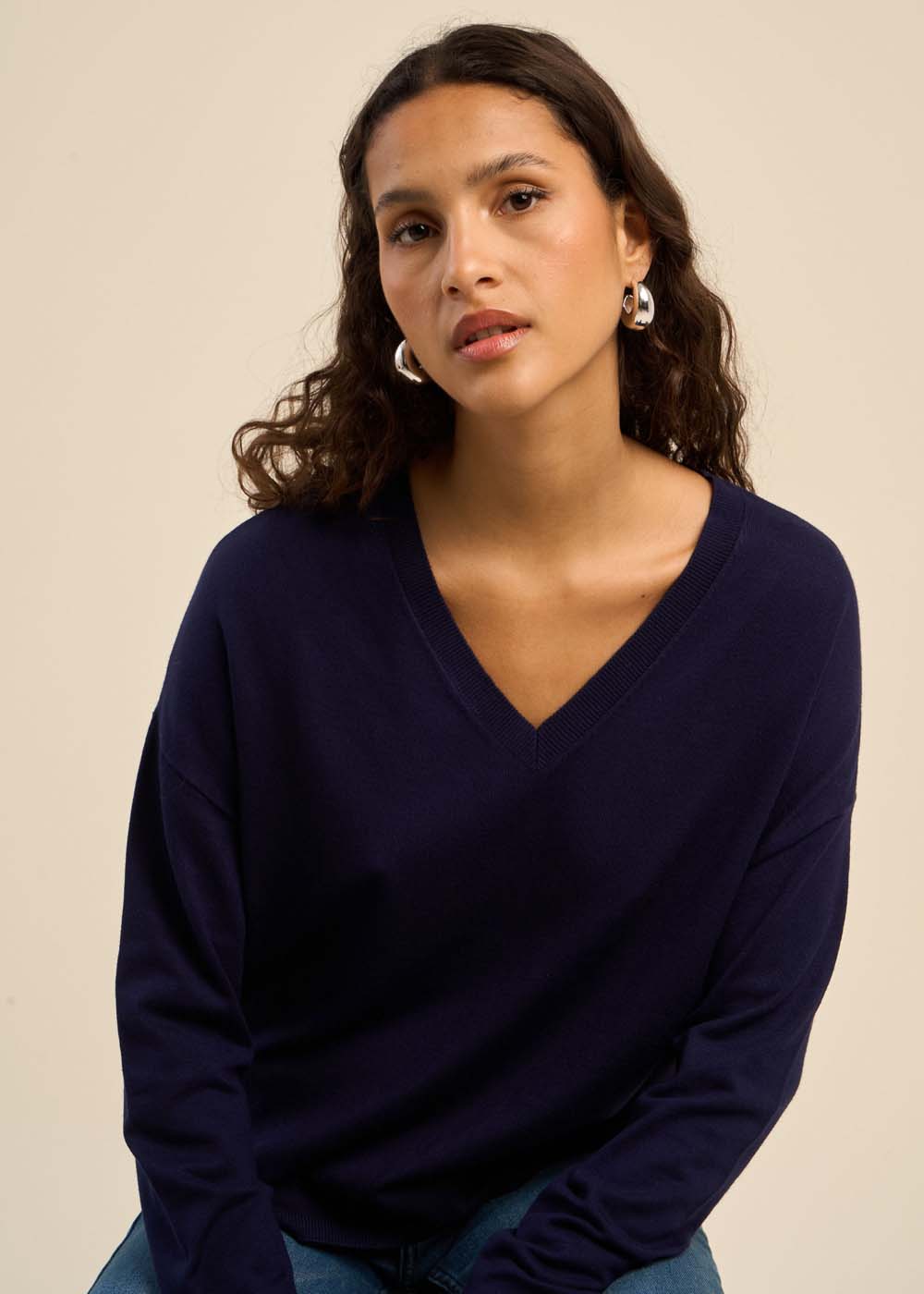 MARSENOU Fine-Gauge V-Neck Sweater - 1 - Sud Express - Sud Express