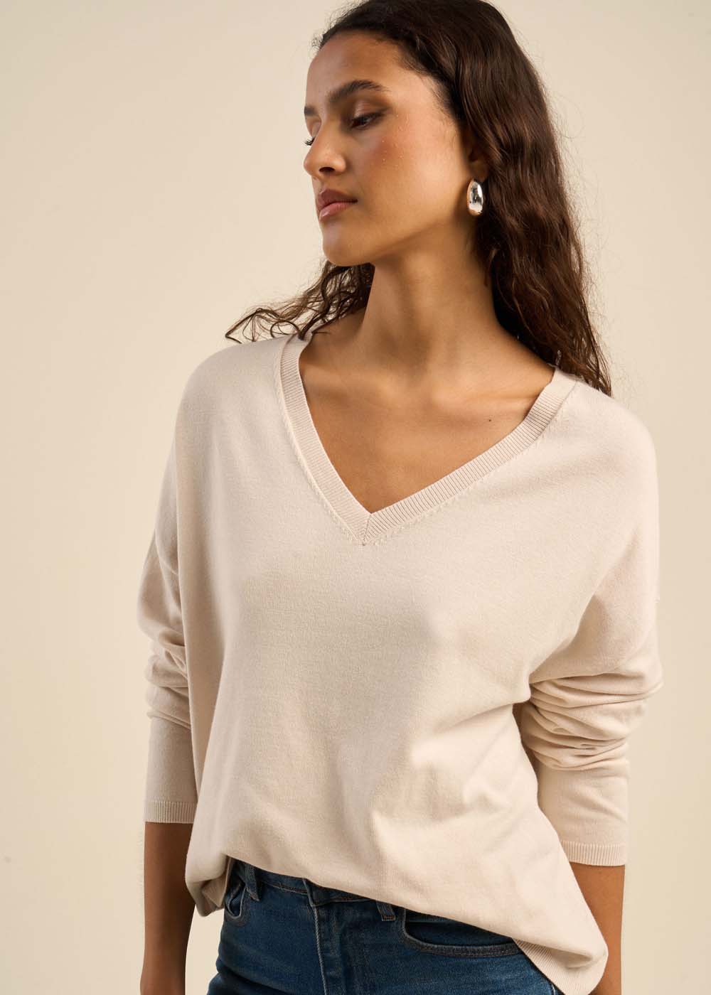 MARSENOU Fine-Gauge V-Neck Sweater - 1 - Sud Express - Sud Express