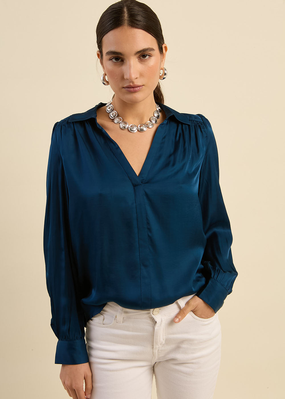 TEDY V-neck flowing blouse - 1 - Sud Express - Sud Express