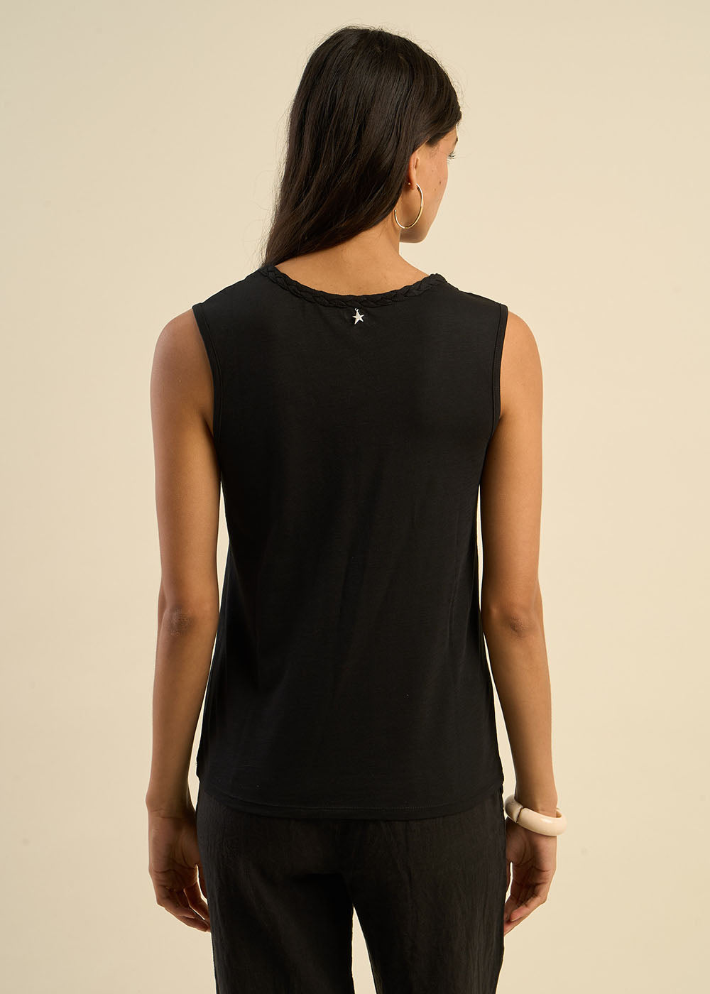 DAM Modal cotton tank top with embroidered braid - 3 - Sud Express - Sud Express