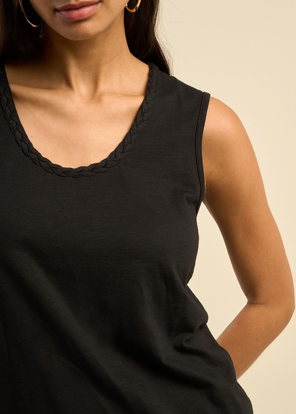 DAM Modal cotton tank top with embroidered braid - 4 - Sud Express - Sud Express