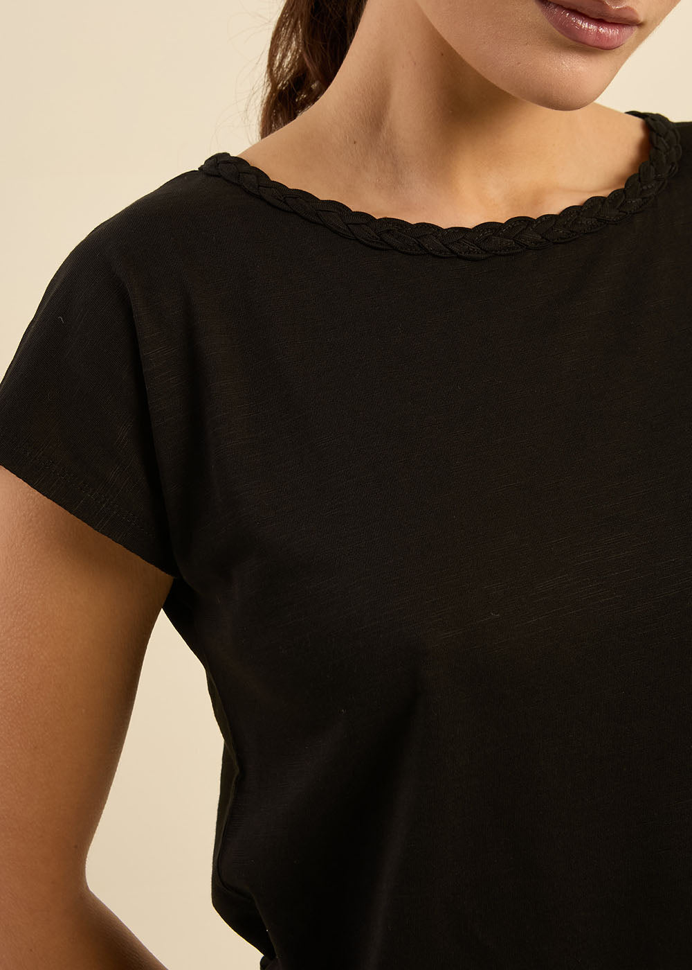 Embroidered boat neck t-shirt - Sud Express - 2 - Sud Express