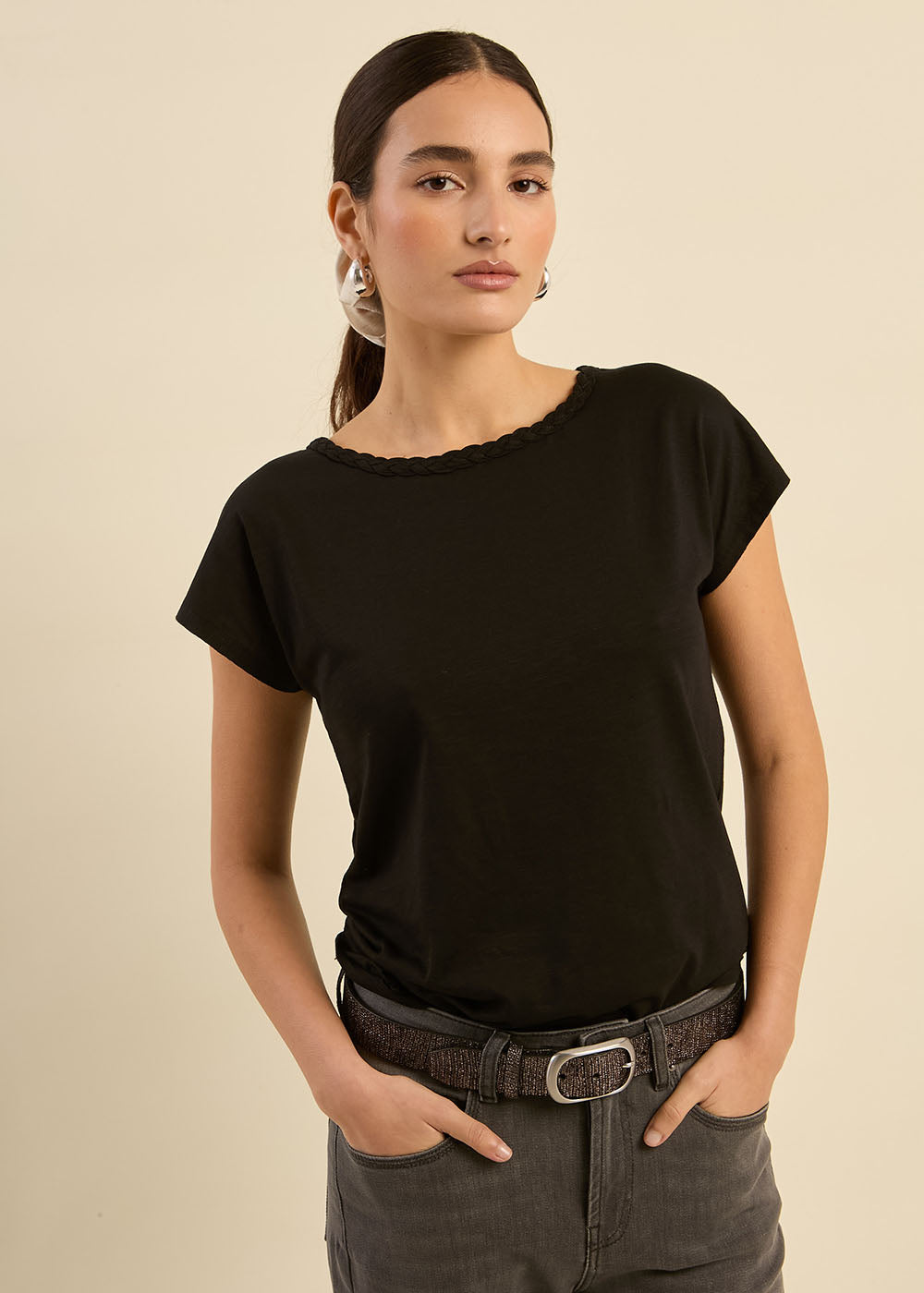 Embroidered boat neck t-shirt - Sud Express - 4 - Sud Express