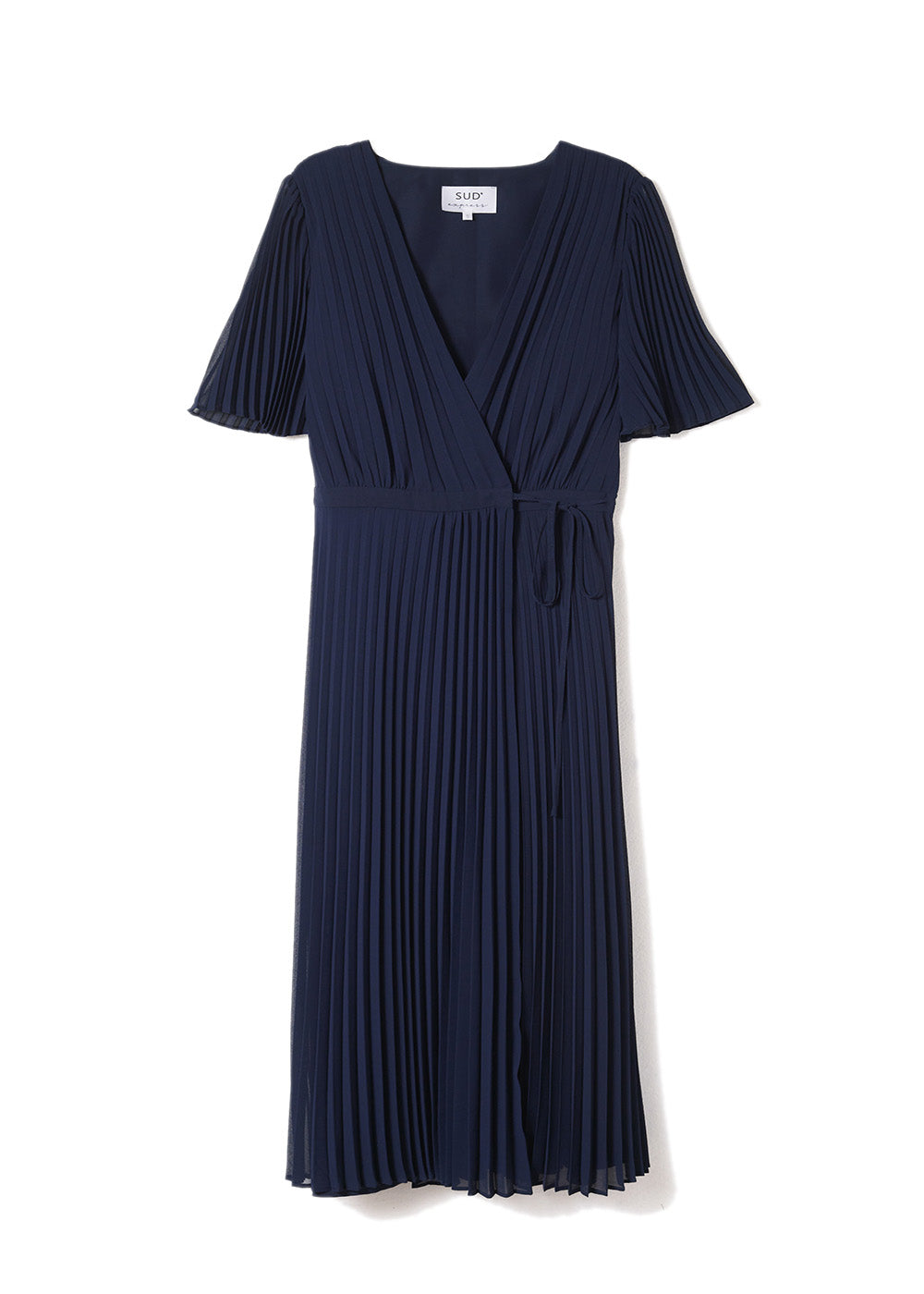 Pleated midi-length dress with flared sleeves - Sud Express - 5 - Sud Express