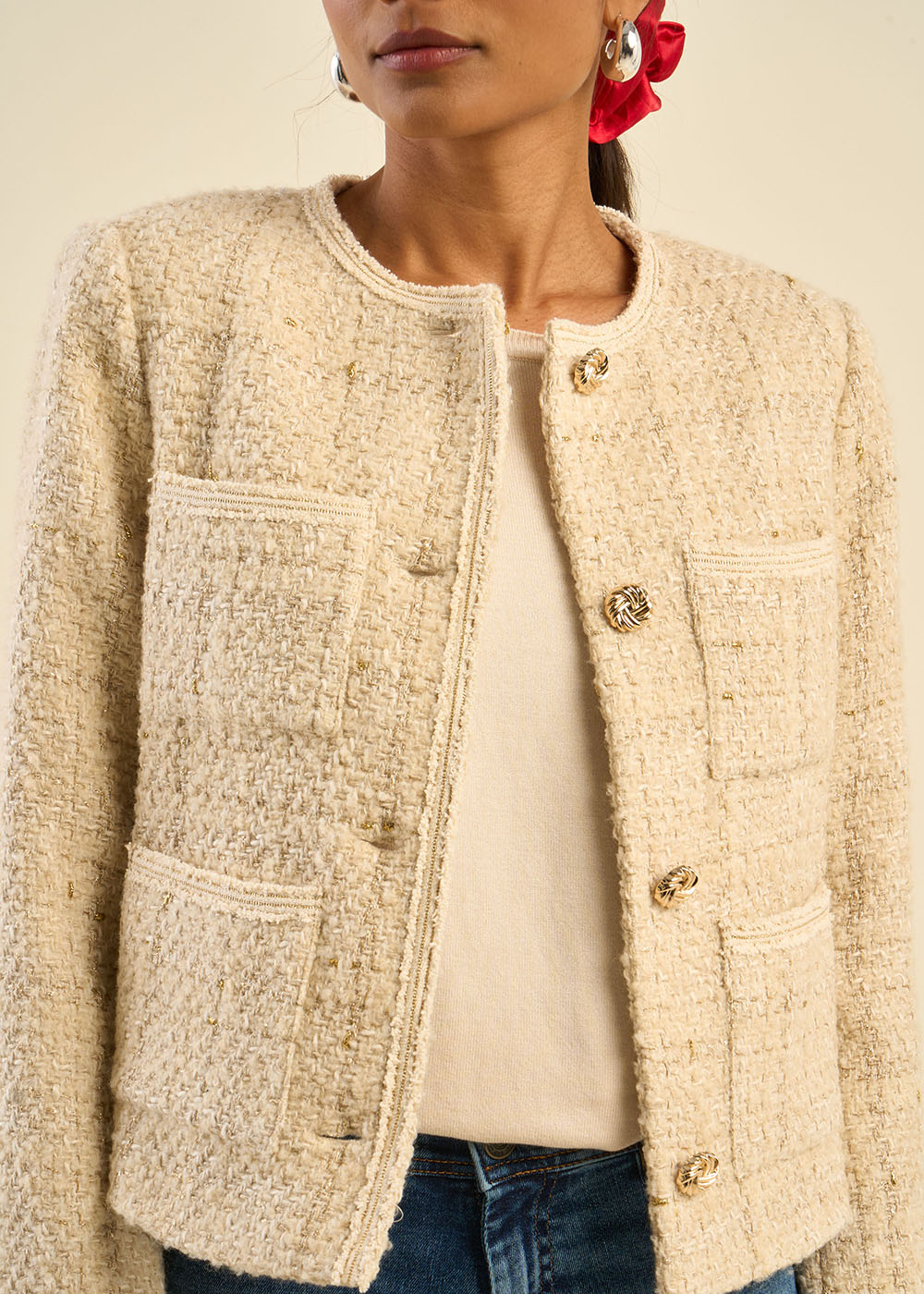 VASSIONY Tweed jacket with jewelled buttons - 2 - Sud Express - Sud Express