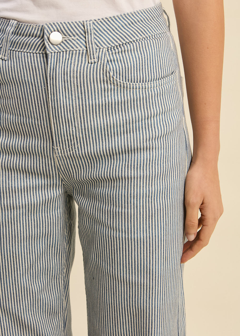 PANELI Straight-leg striped high-waisted trousers - 1 - Sud Express - Sud Express