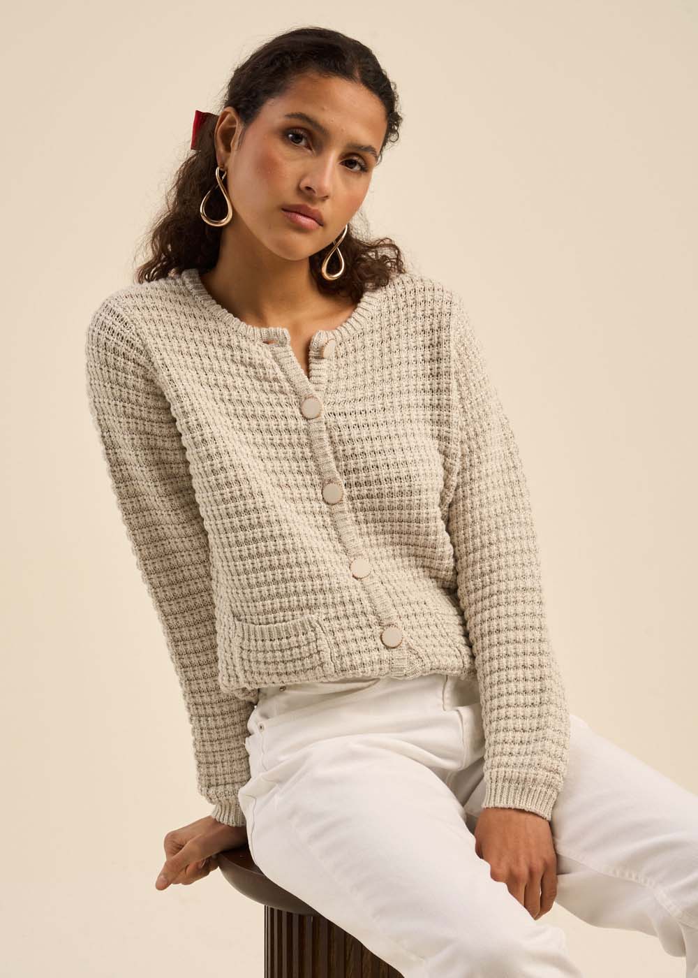 Cardigan with Jewel Button Details - Sud Express - 1 - Sud Express