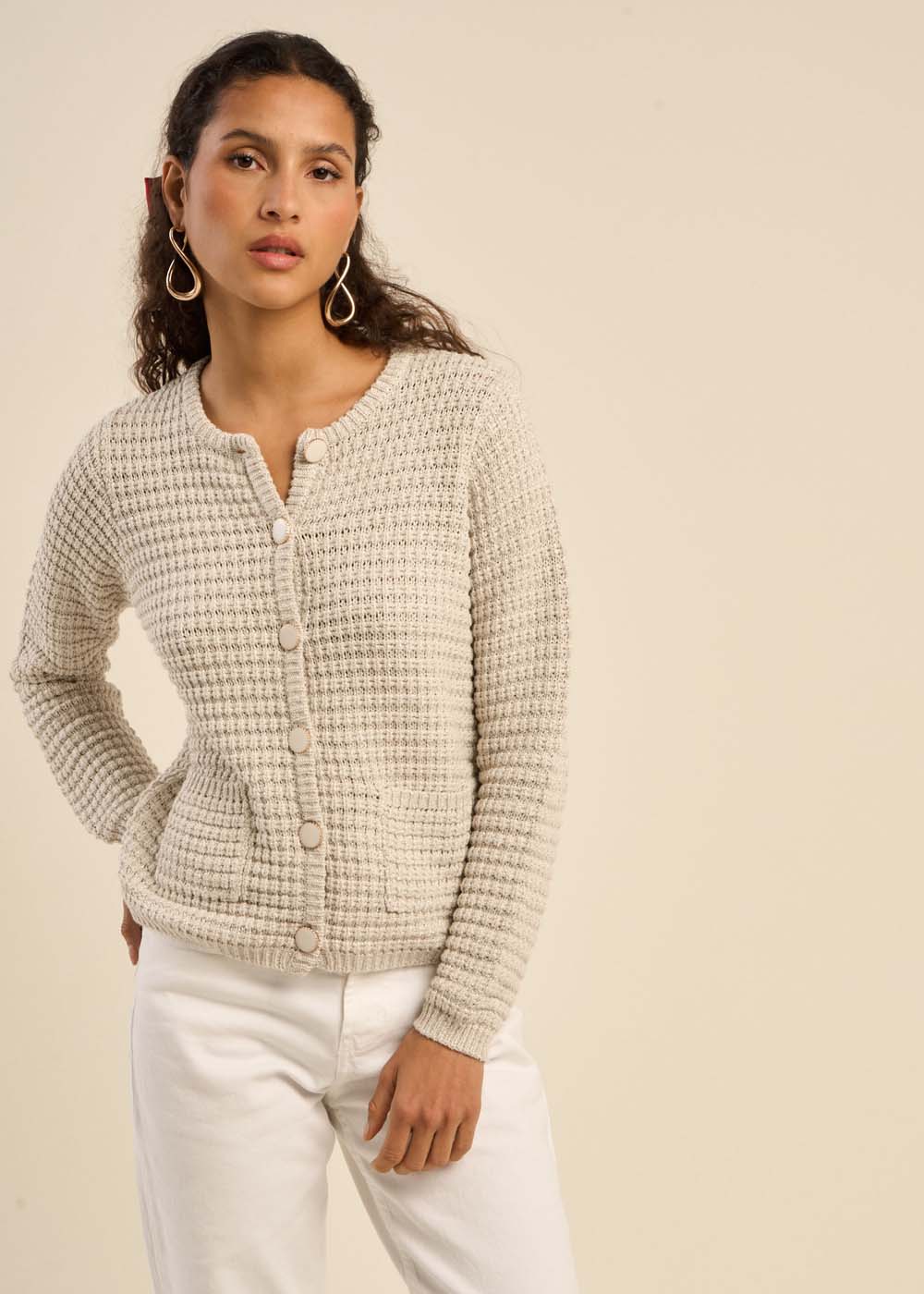 Cardigan with Jewel Button Details - Sud Express - 5 - Sud Express