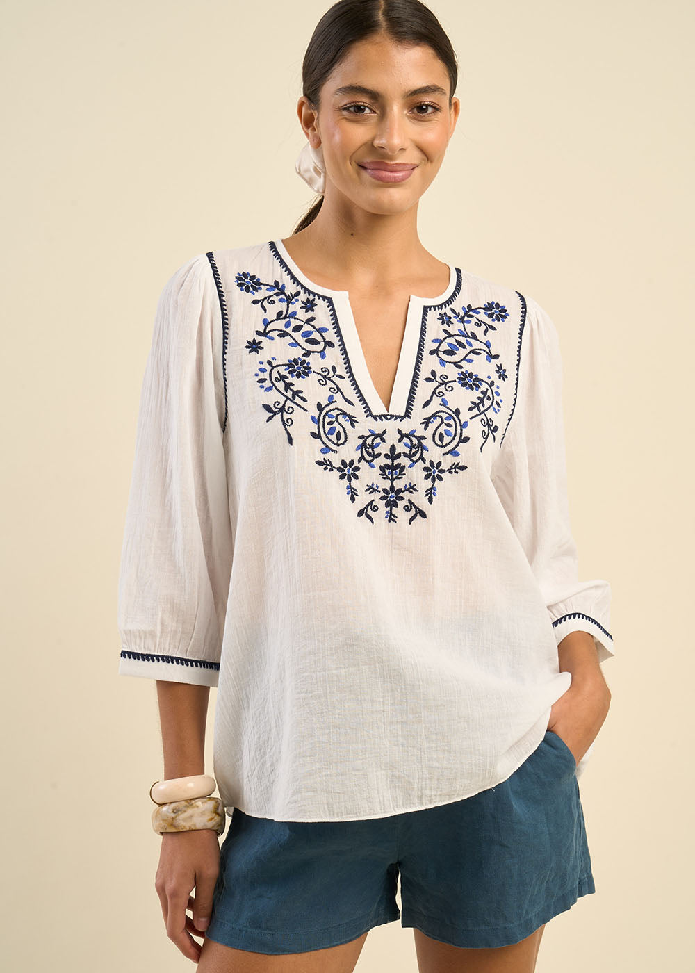TALOUISE Embroidered blouse - 1 - Sud Express - Sud Express