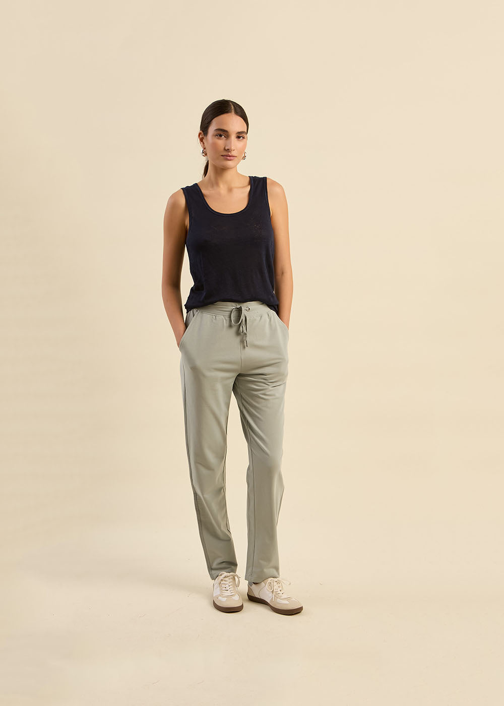 JOLENE Straight jogging trousers with lurex band - 1 - Sud Express - Sud Express