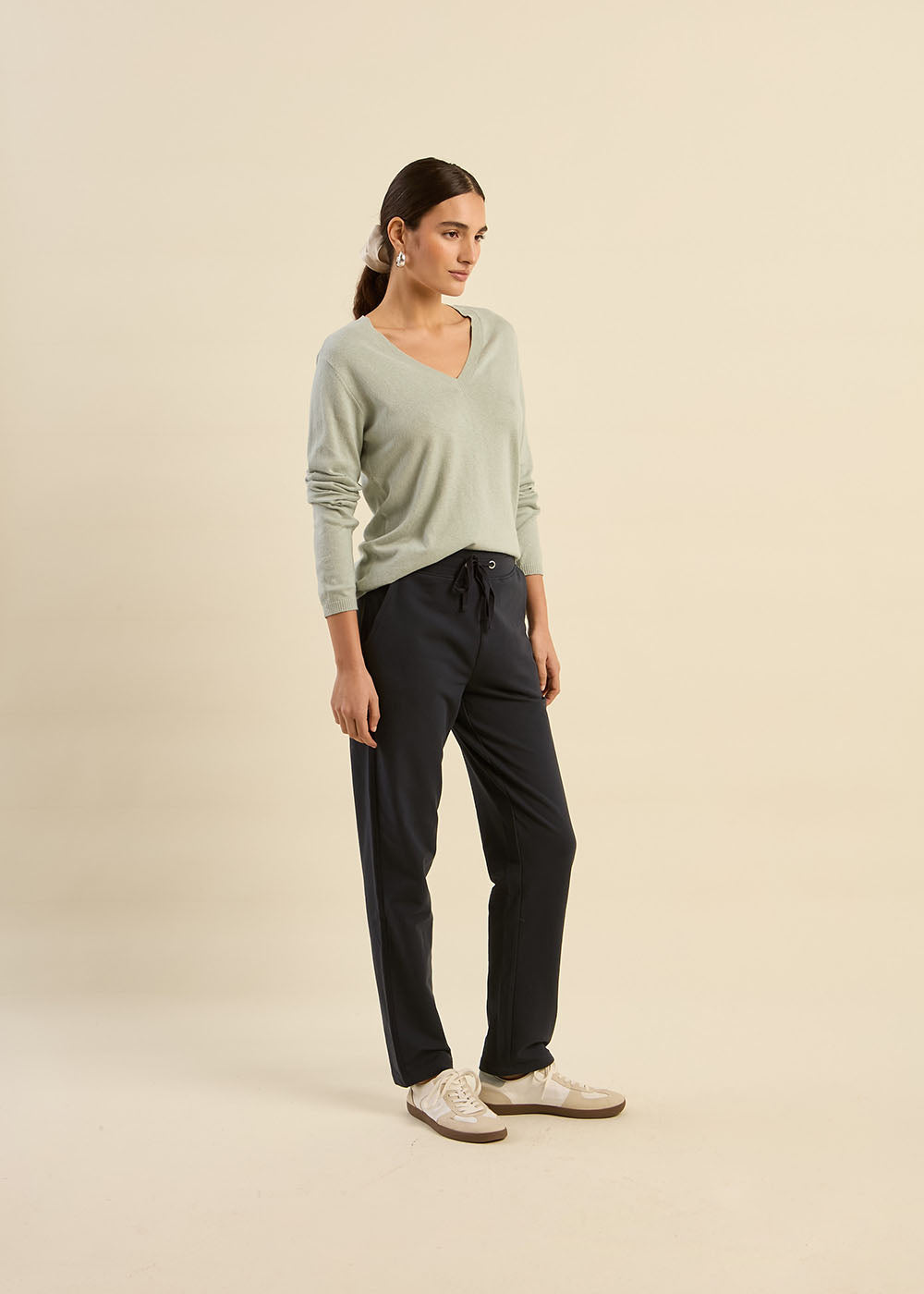 JOLENE Straight jogging trousers with lurex band - 1 - Sud Express - Sud Express