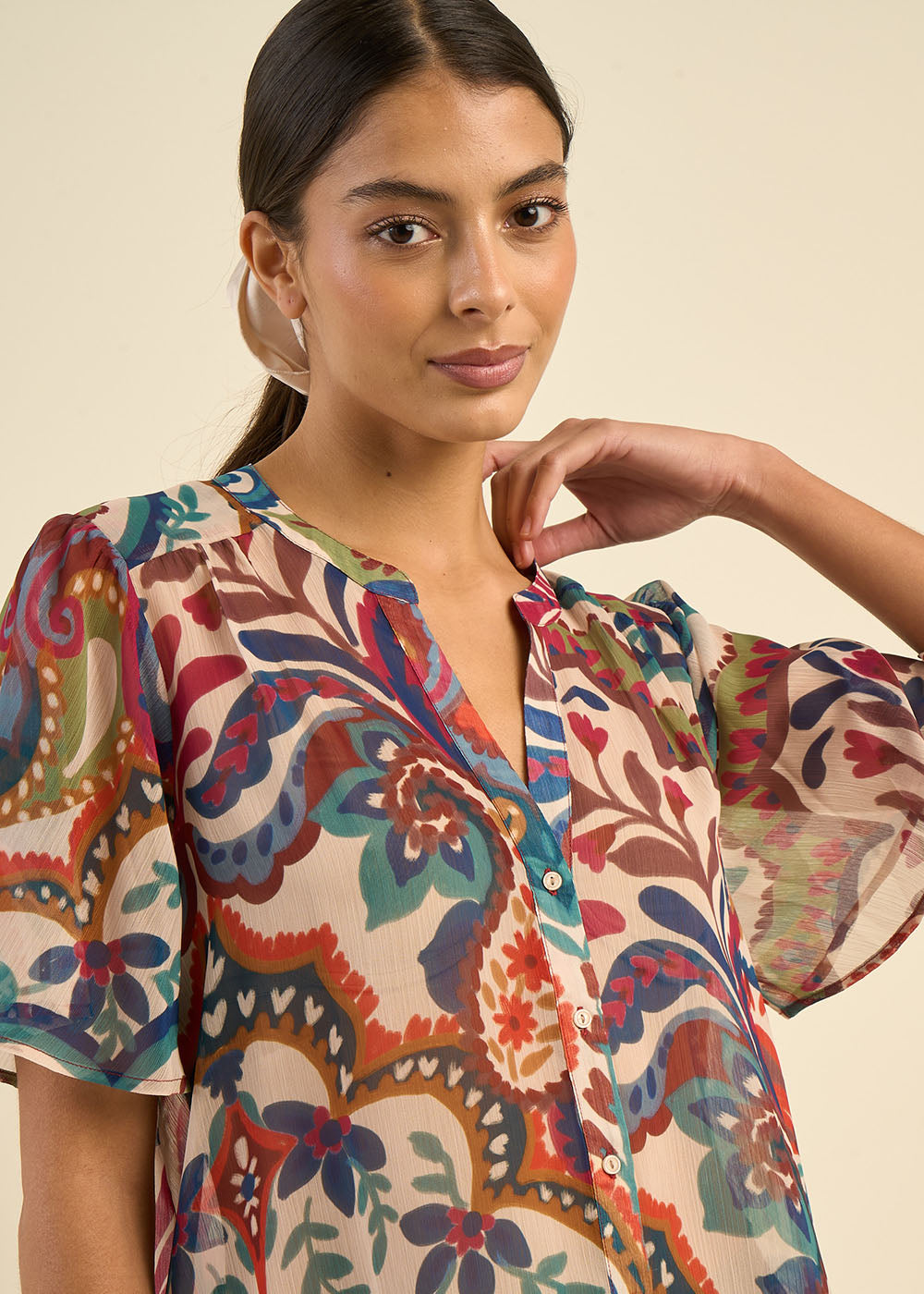 CLOENCIA Loose-fit shirt Botanical print - 2 - Sud Express - Sud Express