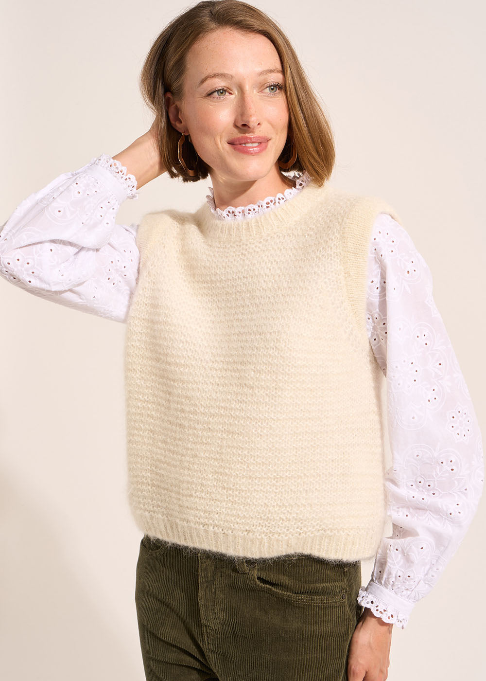 MOTANAX Sleeveless round-neck jumper with lurex detail - 1 - Sud Express - Sud Express