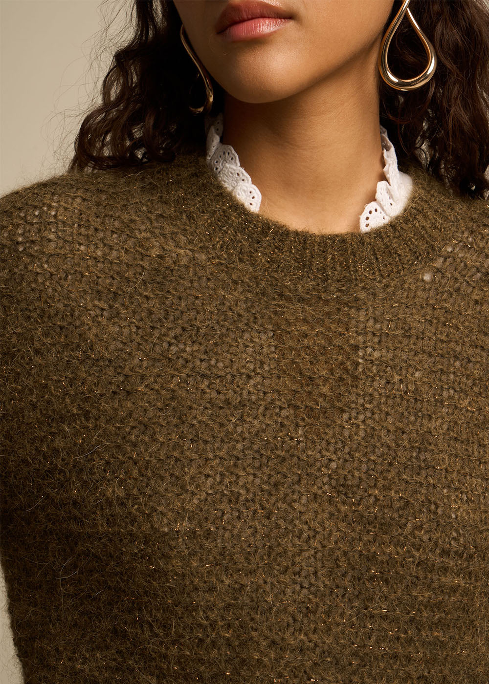 MOTANOUX Mohair and alpaca round-neck jumper with lurex detail - 2 - Sud Express - Sud Express