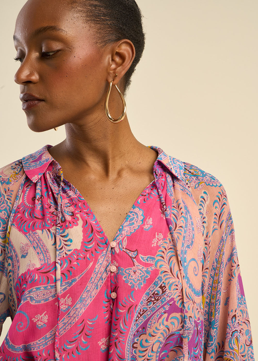 RAOMA Belted short dress with multicoloured motifs - 2 - Sud Express - Sud Express