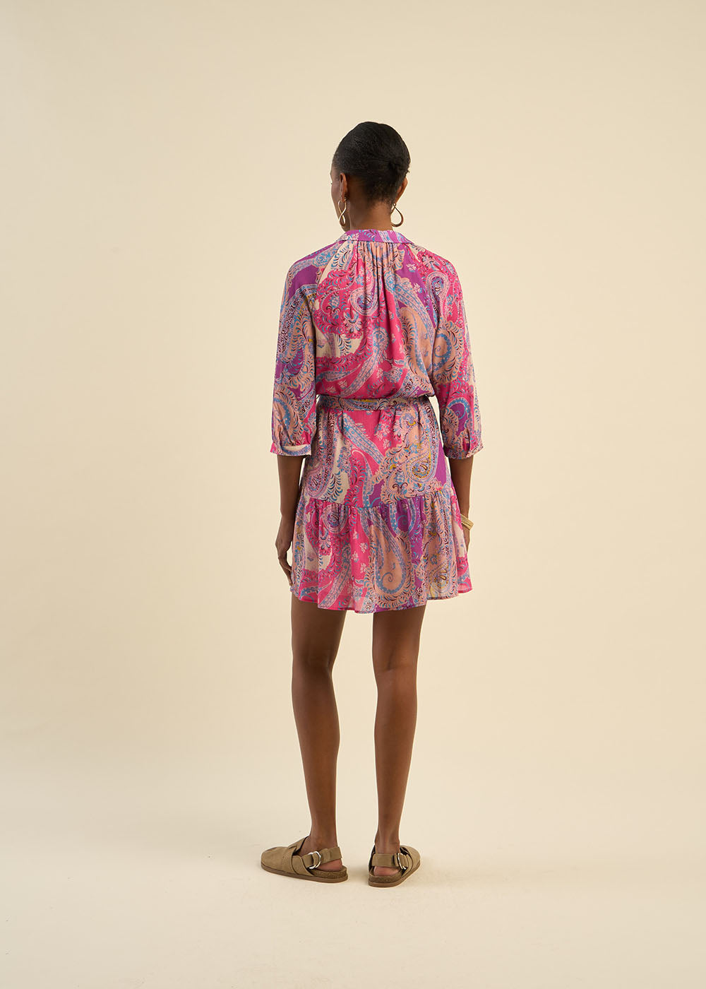 RAOMA Belted short dress with multicoloured motifs - 3 - Sud Express - Sud Express