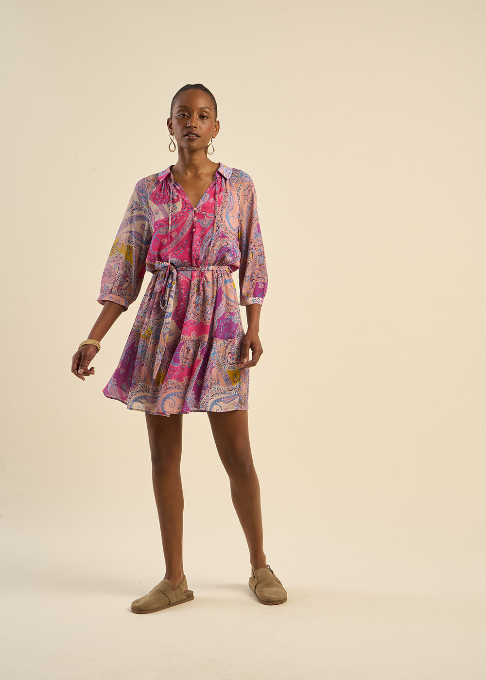 RAOMA Belted short dress with multicoloured motifs - 4 - Sud Express - Sud Express