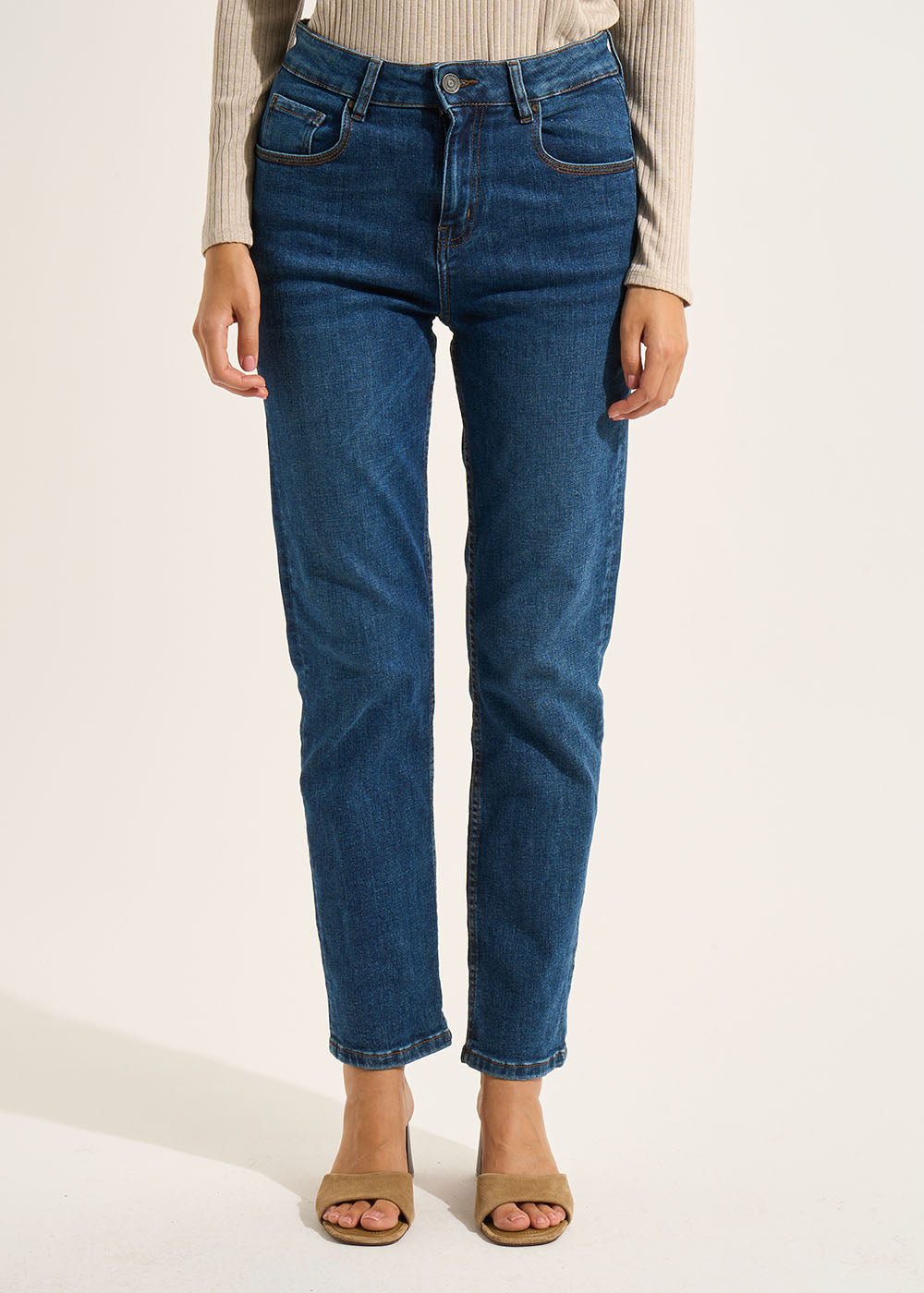 DEBBY  Five-pocket high-waisted jeans - 1 - Sud Express - Sud Express