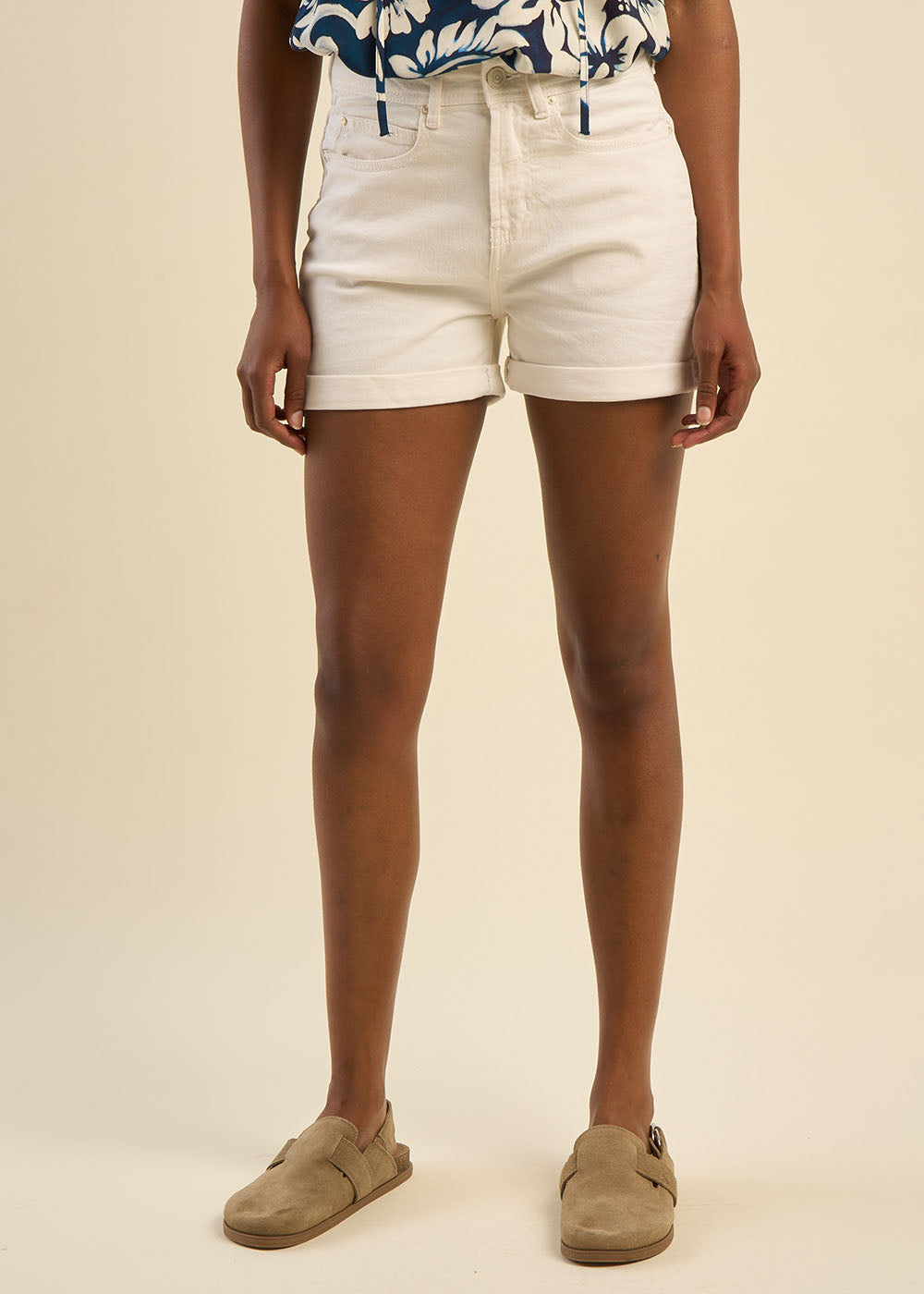 STEPH Denim shorts with cuffs - 1 - Sud Express - Sud Express
