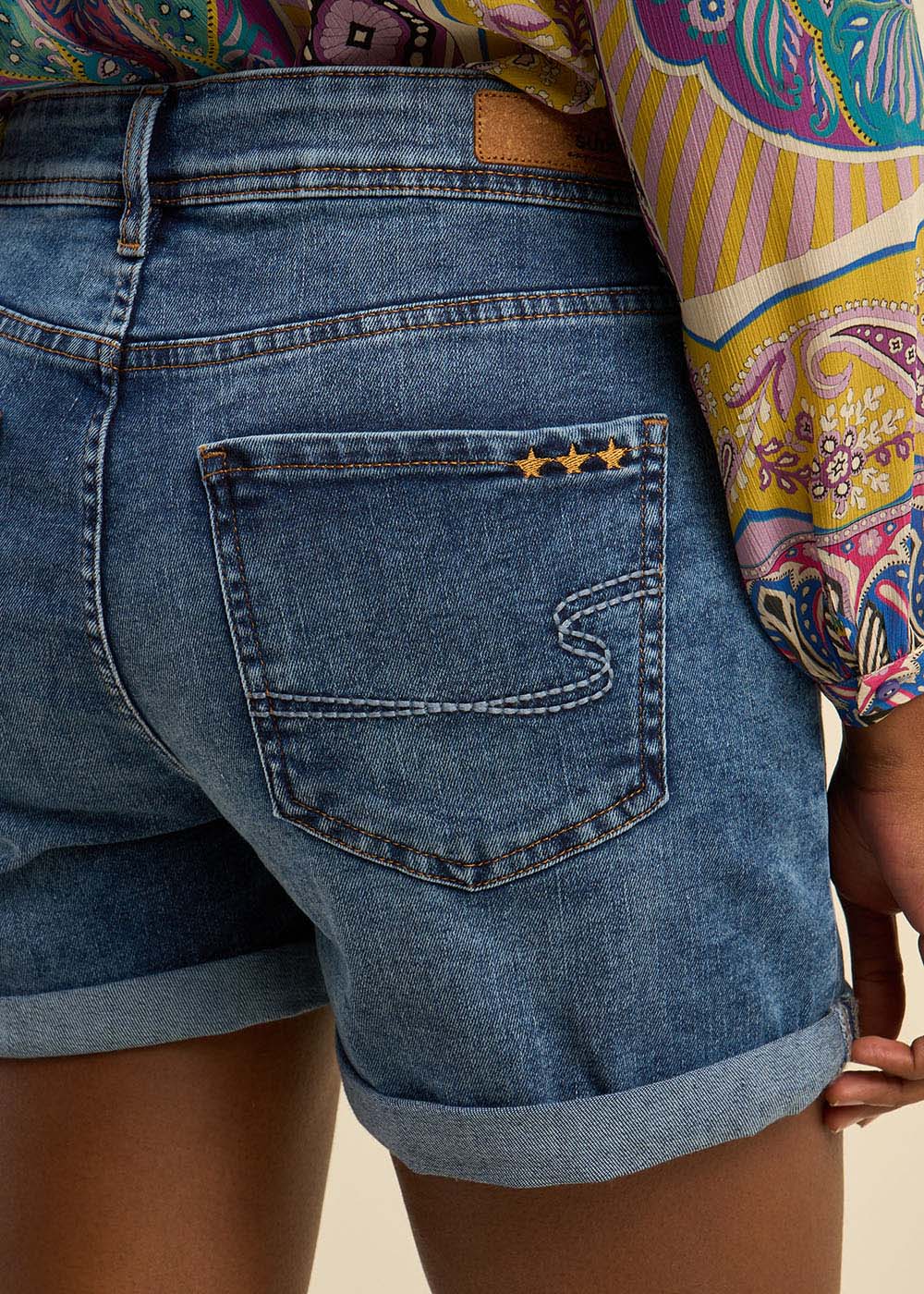 SARA Denim shorts with cuffs - 2 - Sud Express - Sud Express