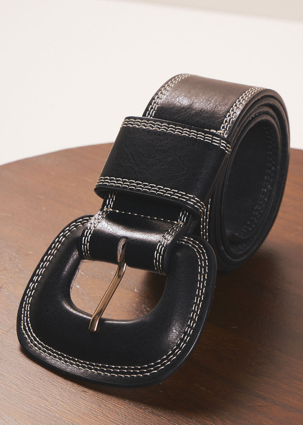 CHRISTIANE Wide leather belt with stitching details  - 1 - Sud Express - Sud Express