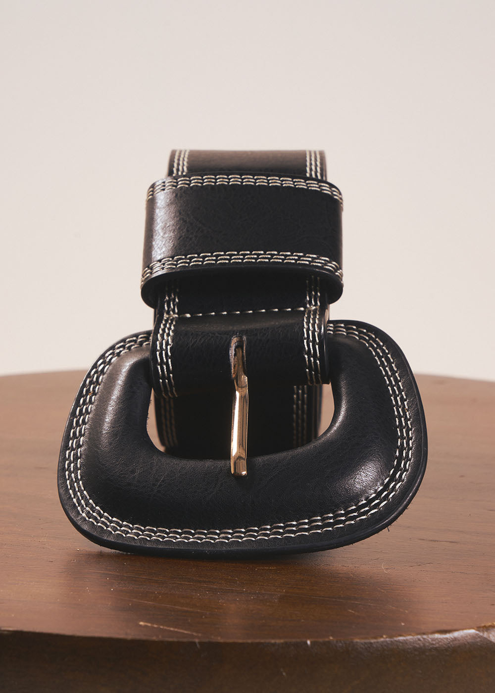 CHRISTIANE Wide leather belt with stitching details  - 2 - Sud Express - Sud Express