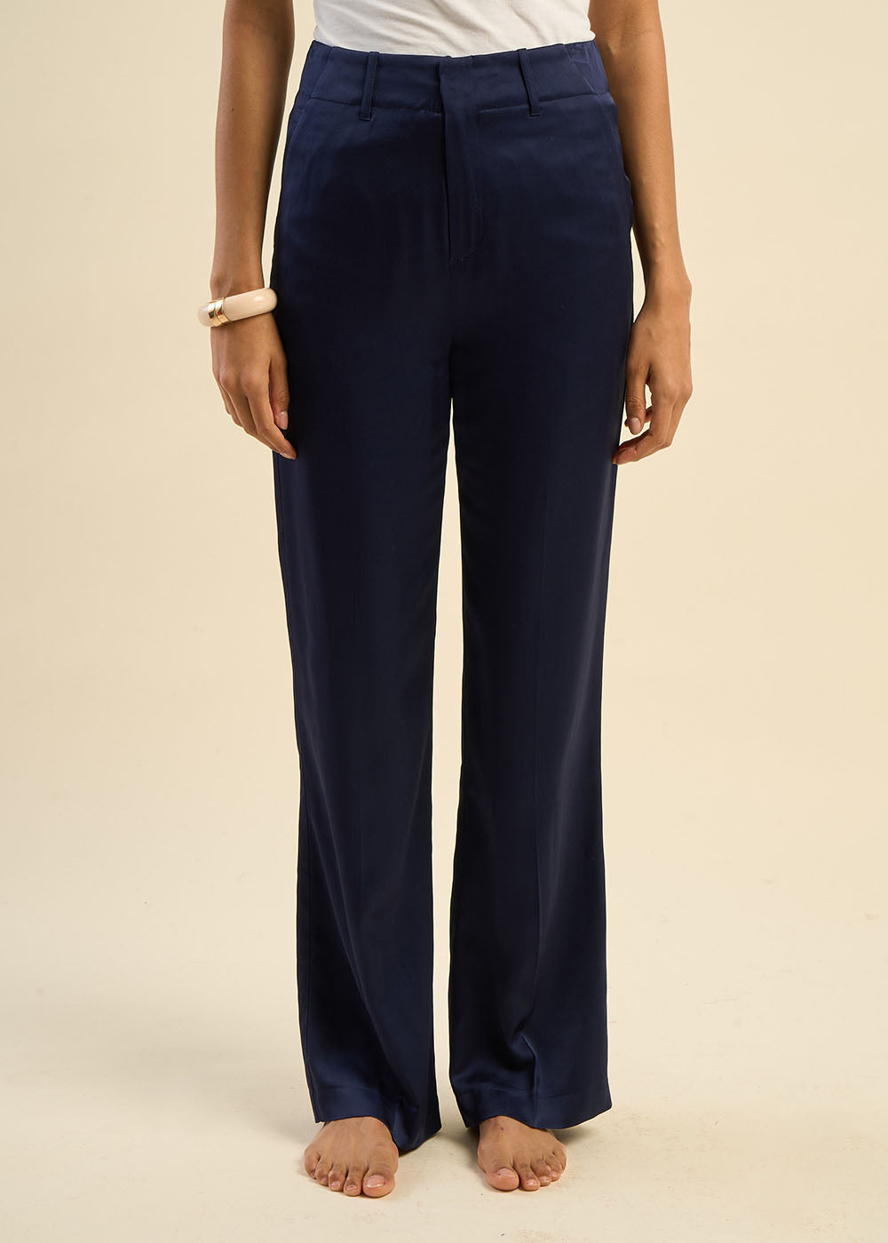 PATY Straight-leg trousers satin-finish fabric - 2 - Sud Express - Sud Express