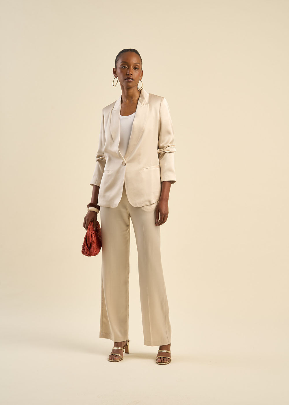 PATY Straight-leg trousers satin-finish fabric - 1 - Sud Express - Sud Express