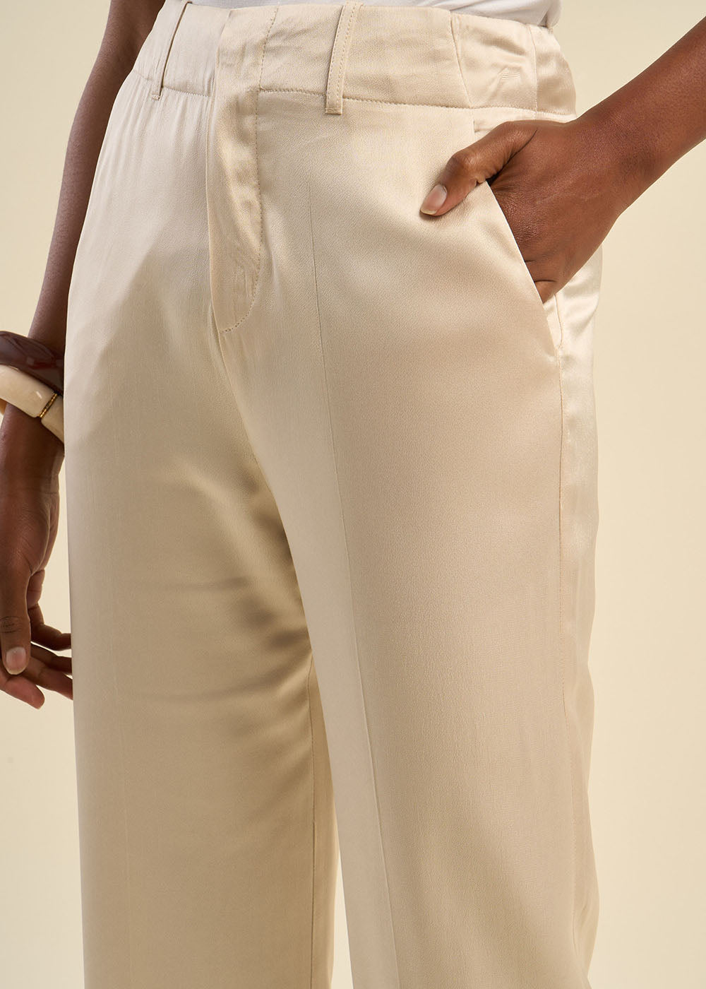 PATY Straight-leg trousers satin-finish fabric - 2 - Sud Express - Sud Express