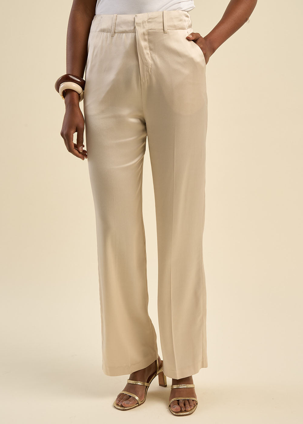 PATY Straight-leg trousers satin-finish fabric - 4 - Sud Express - Sud Express