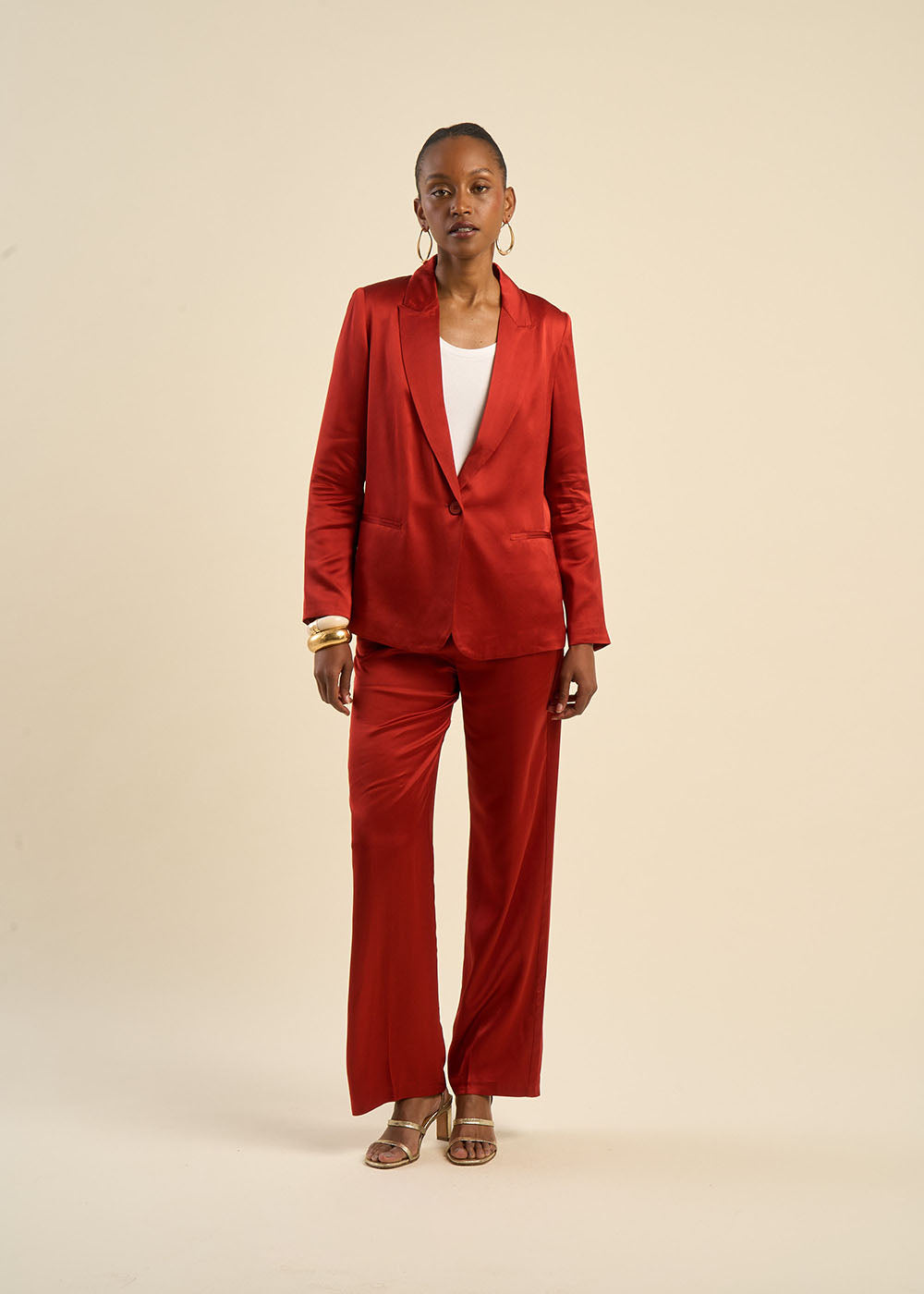 PATY Straight-leg trousers satin-finish fabric - 1 - Sud Express - Sud Express