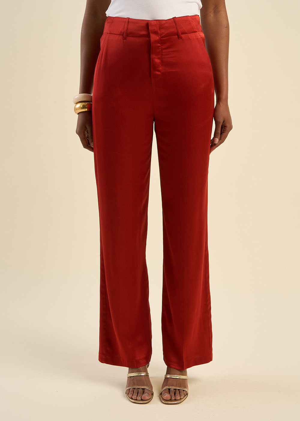 PATY Straight-leg trousers satin-finish fabric - 2 - Sud Express - Sud Express