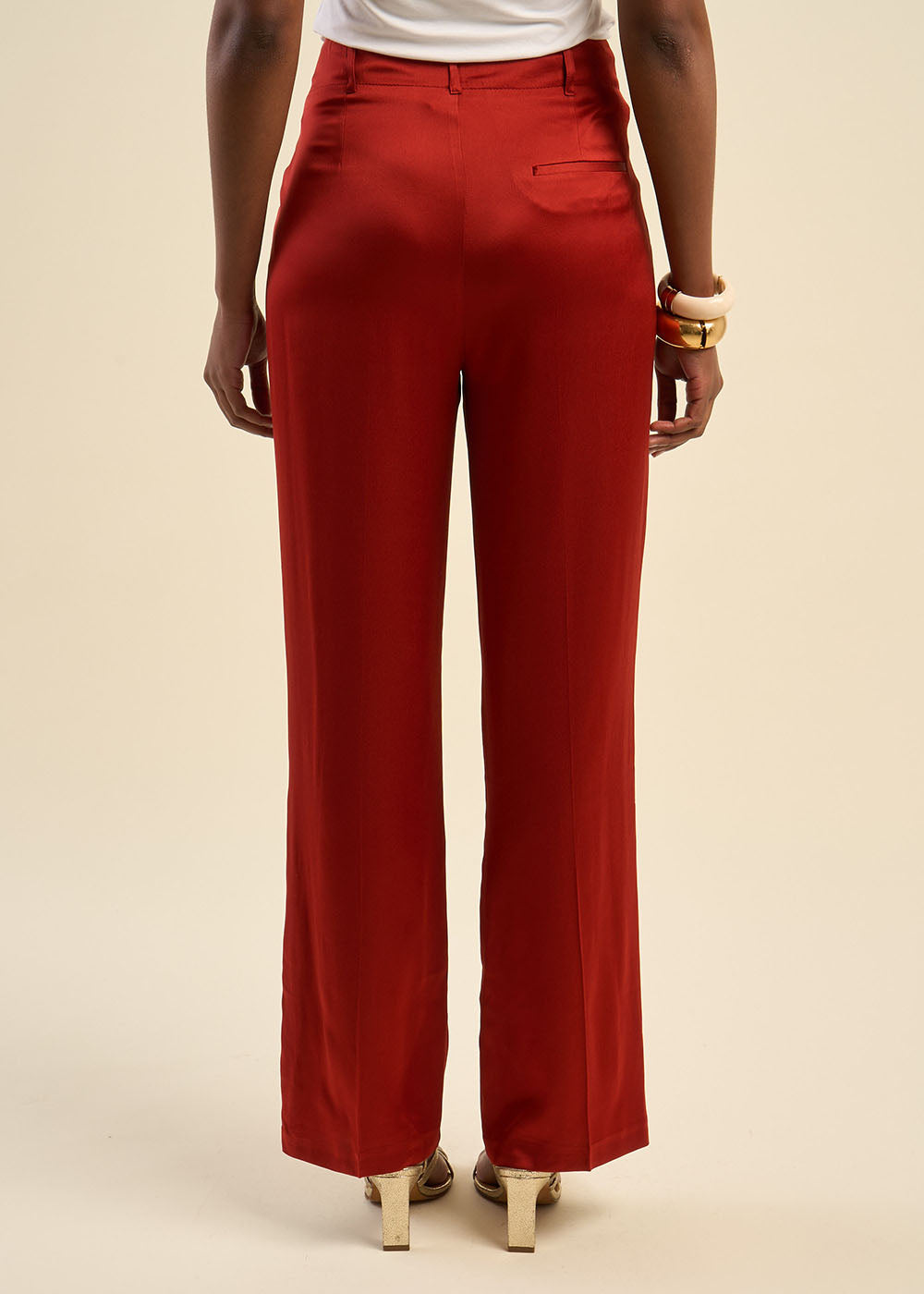 PATY Straight-leg trousers satin-finish fabric - 3 - Sud Express - Sud Express