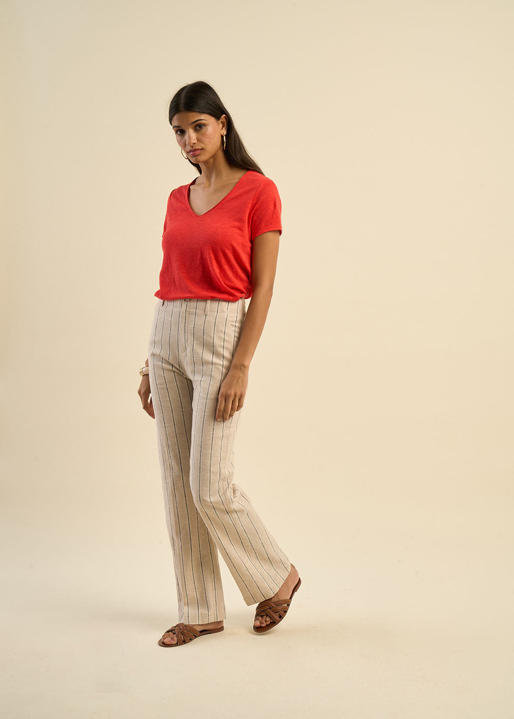 POHAM Wide-leg trousers in fine stripes - 1 - Sud Express - Sud Express