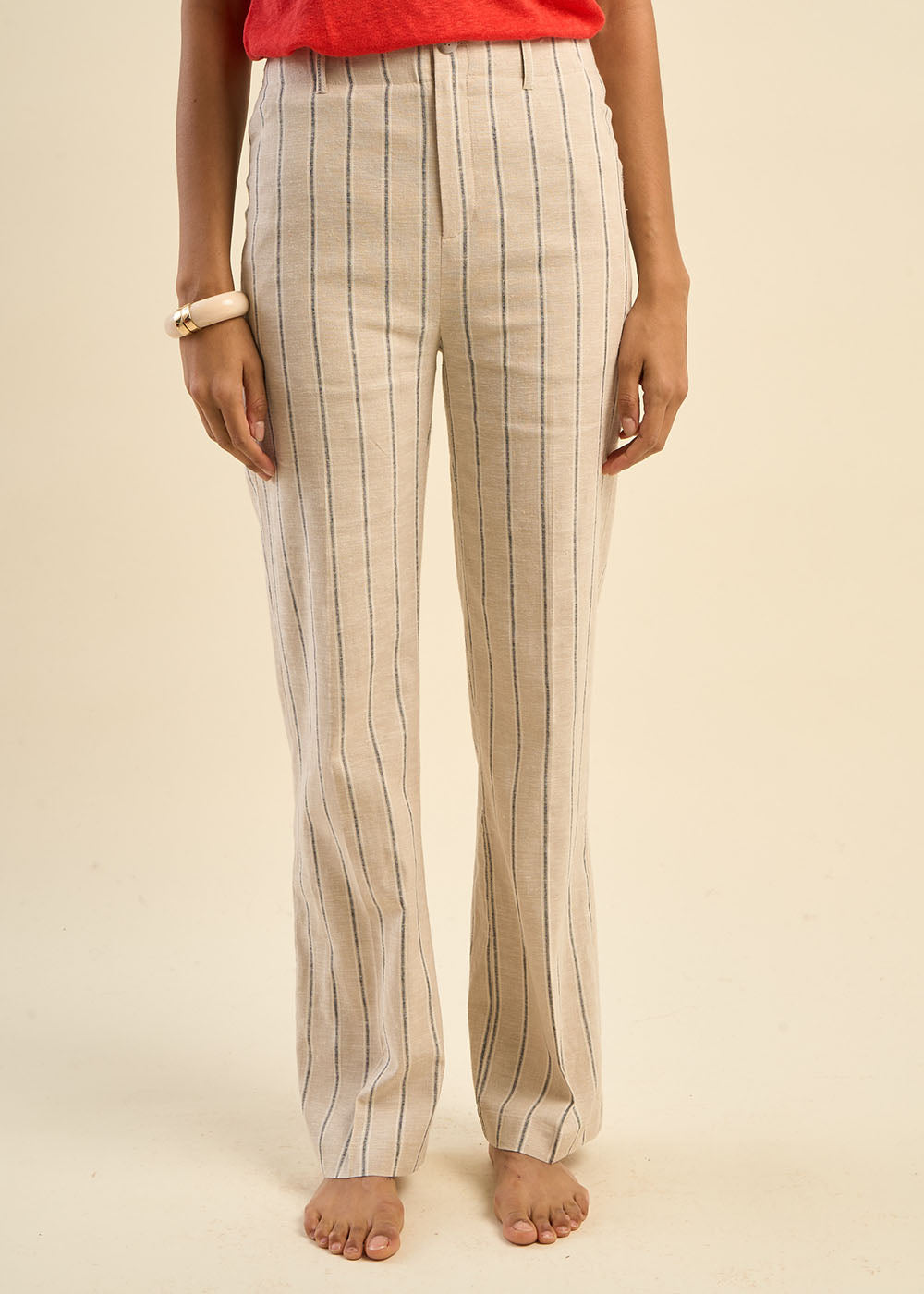 POHAM Wide-leg trousers in fine stripes - 2 - Sud Express - Sud Express