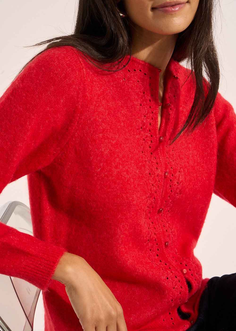 Cardigan with round buttons and long sleeves - Sud Express - 4 - Sud Express