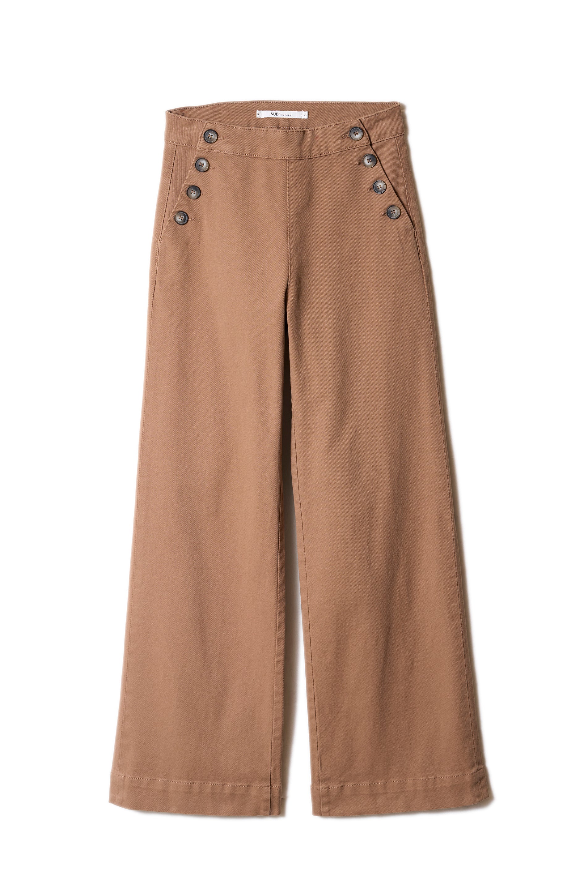 Straight-leg trousers with buttoned waistband - Sud Express - 7 - Sud Express