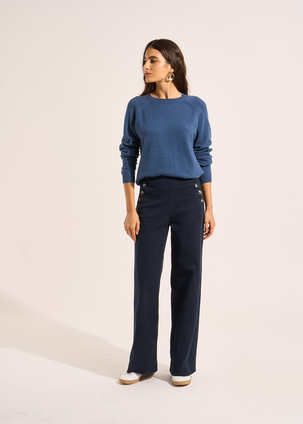 POMELO Straight-leg trousers with buttoned waistband - 1 - Sud Express - Sud Express