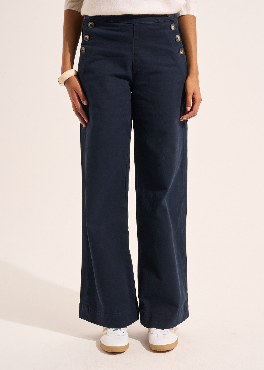 POMELO Straight-leg trousers with buttoned waistband - 2 - Sud Express - Sud Express
