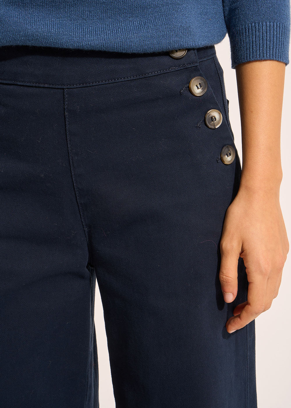 POMELO Straight-leg trousers with buttoned waistband - 4 - Sud Express - Sud Express