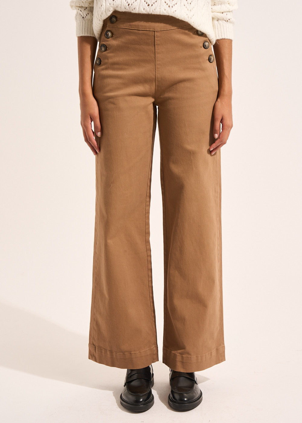 POMELO Straight-leg trousers with buttoned waistband - 2 - Sud Express - Sud Express