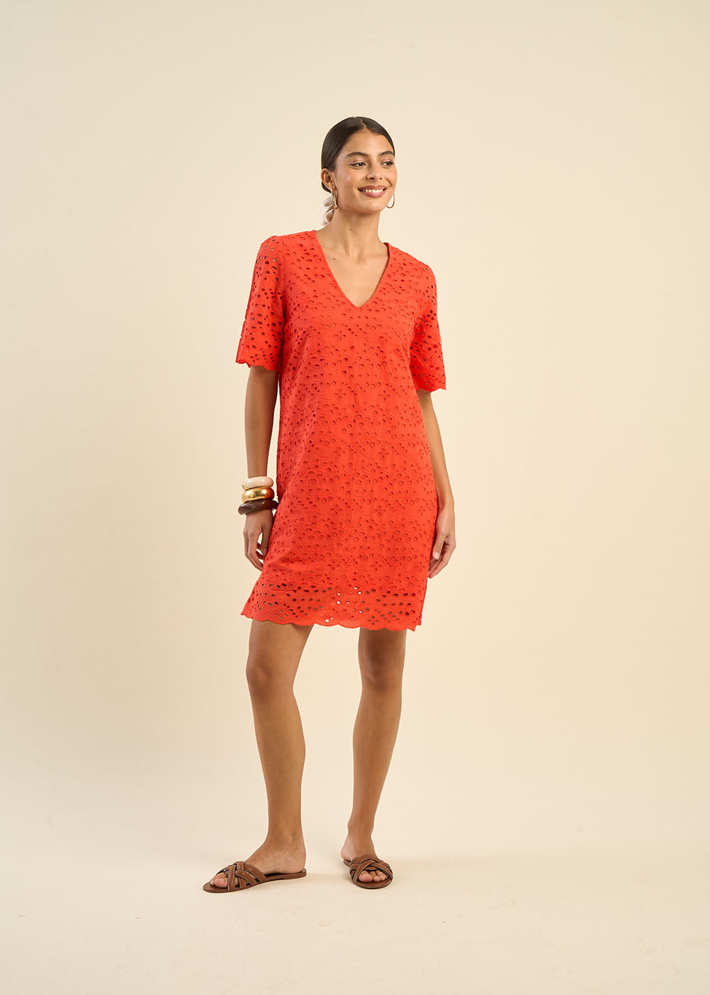 RODEKA Short dress in english embroidery - 1 - Sud Express - Sud Express