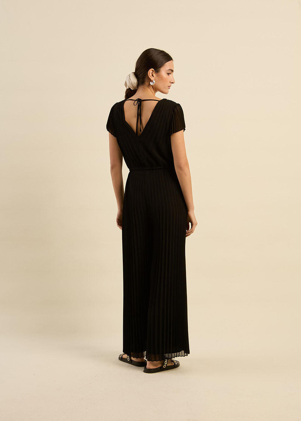 CANALINA Pleated long jumpsuit with short sleeves - 2 - Sud Express - Sud Express